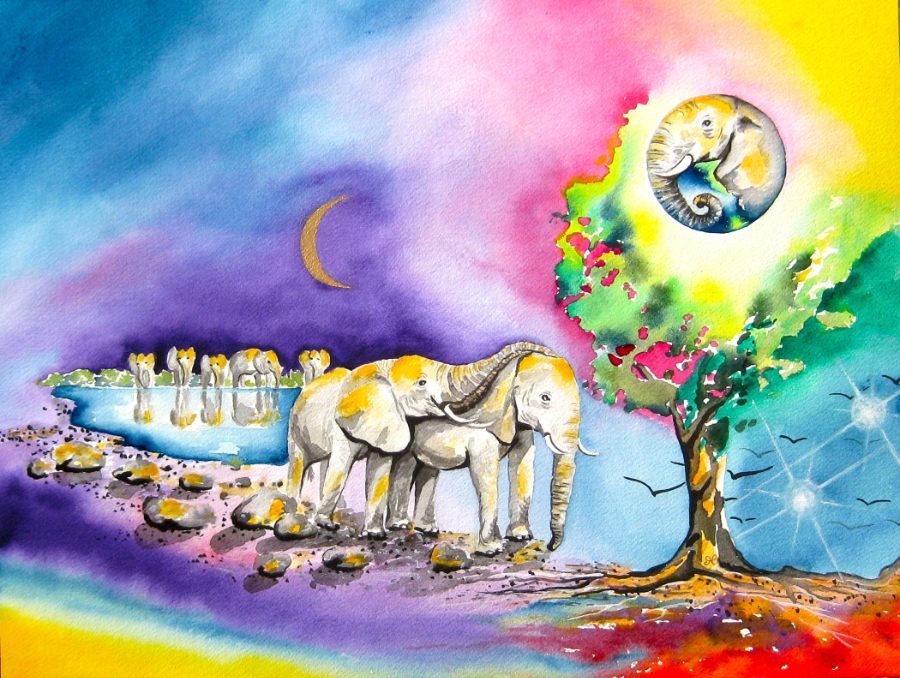Print -Elephants - 
